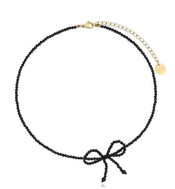 Naszyjnik z czarnymi turmalinami i kokardą NSY0283