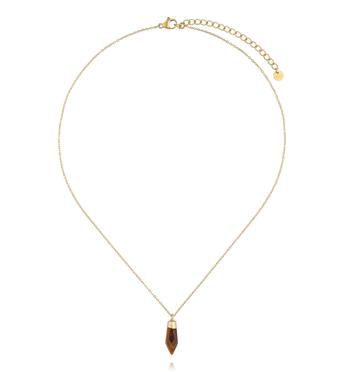 Naszyjnik z tygrysim okiem w złotej oprawie NEA0108