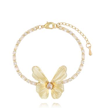Bransoletka złota z motylem i cyrkoniami BGA0001