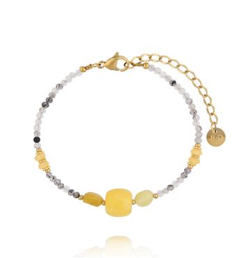 Bransoletka z kwarcem, żółtym opalem i kocim okiem BPA0612