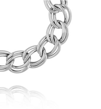 Bransoletka z podwójnych ogniw w srebrnym kolorze BEA0060