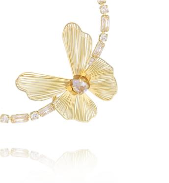 Bransoletka złota z motylem i cyrkoniami BGA0001