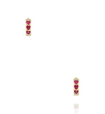 kolczyki kółka z różowymi serduszkami KSS2208