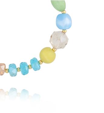 Bransoletka z jadeitem, zielonym kwarcem i turkusowymi szklanymi koralikami  BSC2385