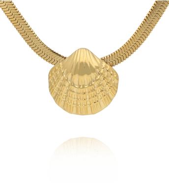 Naszyjnik żmijka z muszlą złoty NSY0576