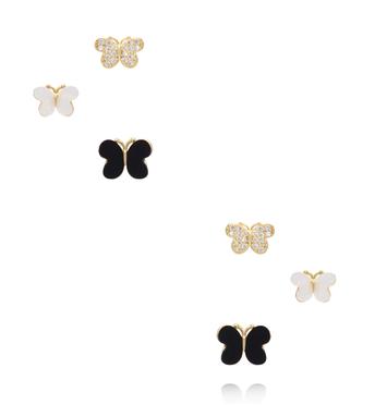 Zestaw złoconych kolczyków motylków KMB0030