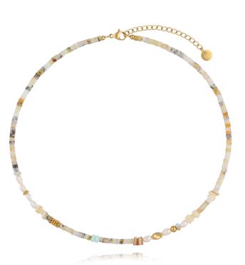 Naszyjnik z drobnymi kamieniami w naturalnych odcieniach NSC0649