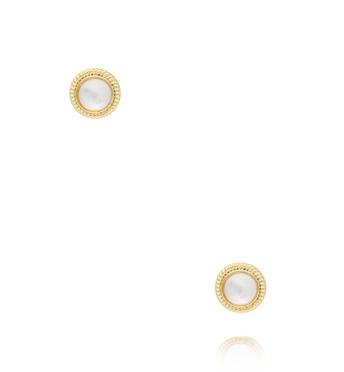 Kolczyki okrągłe z masą perłową złote KSS2193