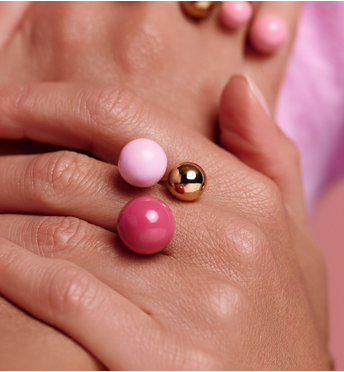 Pierścionek z kulkami w odcieniach  różu PSA1120