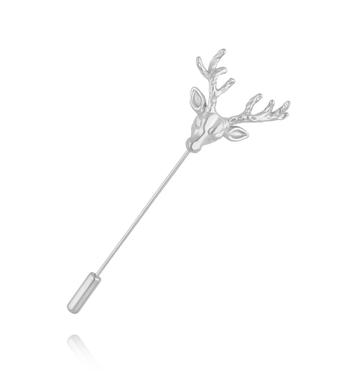 Broszka szpilka z głową jelenia – srebrna BRSA0011