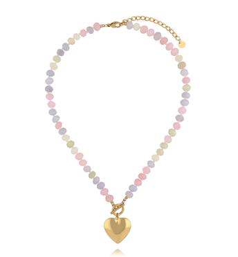 Naszyjnik z sercem i pastelowymi jadeitami NPA1382