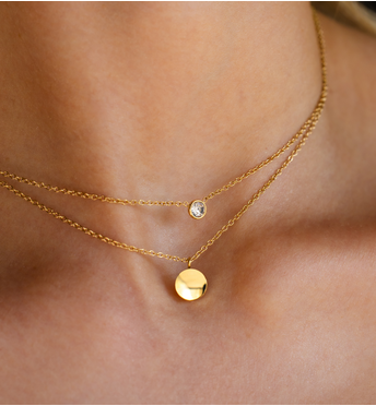 Naszyjnik z okrągłym dyskiem złoty NSA1491