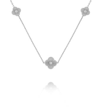 Naszyjnik długi ze srebrnymi koniczynkami NSY0705