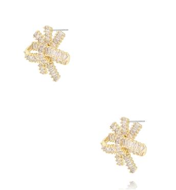 Kolczyki złote z cyrkoniową kokardą KSS2168