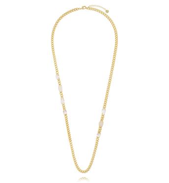 Naszyjnik łańcuch z białymi kryształkami NS0407