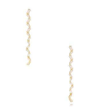 Kolczyki z transparentnymi kryształkami długie złote KSS2180