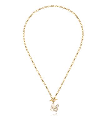 Naszyjnik z literą M i zapięciem toggle NSY0864