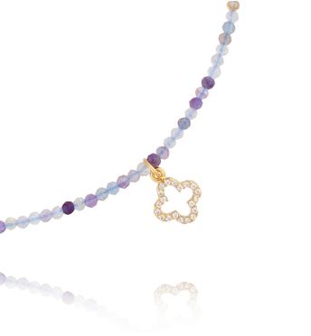 Naszyjnik z fluorytami i koniczynką NTW1480