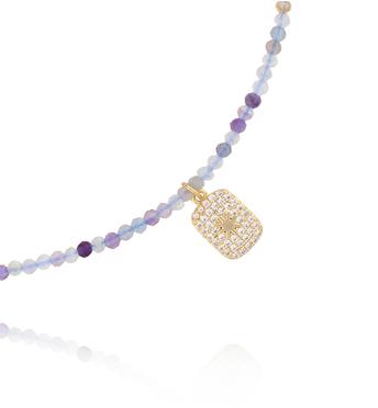 Naszyjnik z fluorytami i prostokątną zawieszką NTW1473