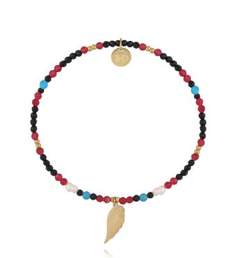 Bransoletka z kamieni naturalnych i skrzydełkiem BTW3662