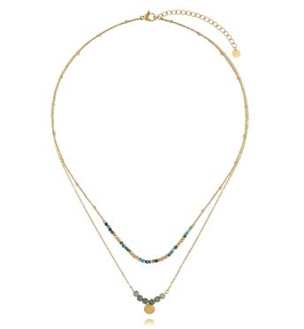 Naszyjnik warstwowy ze złoceniem i jadeitem afrykańskim NEA0102