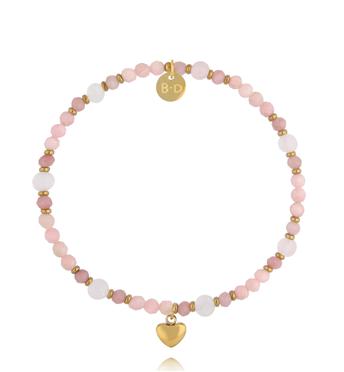 Bransoletka z kwarcami różowymi i sercem BTW3743