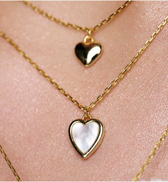 Naszyjnik z serduszkiem z masy perłowej złoty NCA0082