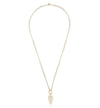 Naszyjnik kremowy z  sercem NSC0670