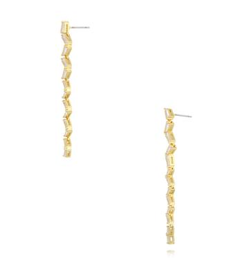 Kolczyki z transparentnymi kryształkami długie złote KSS2180