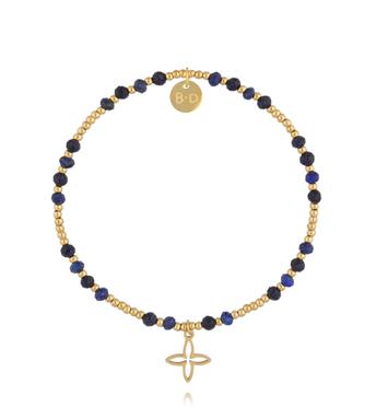 Bransoletka z lapisu lazuli i blue sand z krzyżykiem BTW3502