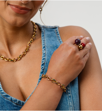 Pierścionek z kulkami emaliowany bordowo czerwony PSA1046