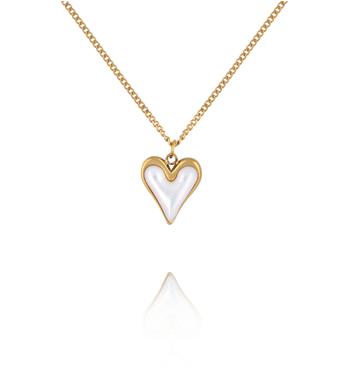 Naszyjnik z wydłużonym sercem z masy perłowej NSY0855