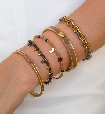 Bransoletka obręcz z emalią Mocha Mousse BSA0920