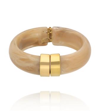 Bransoletka w odcieniu ciepłego beżu ze złotym zapięciem BEU0015