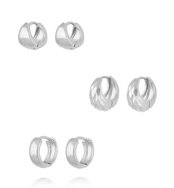 Zestaw kolczyków kółek w srebrnym wykończeniu KLU0167