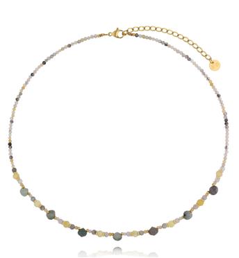 Naszyjnik z kwarcu rutylowego, żółtego opalu i tygrysiego oka NTW1571