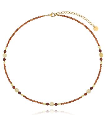 Naszyjnik z pomarańczowego granatu i żółtego cyrkonu NTW1578