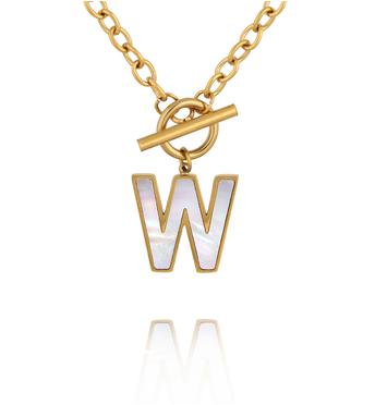 Naszyjnik z literą W i zapięciem toggle NSY0869