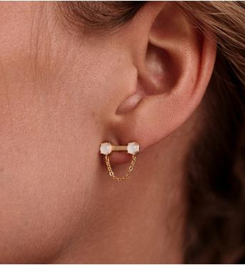 Kolczyki wkrętki z cyrkoniami i łańcuszkiem KSS2261