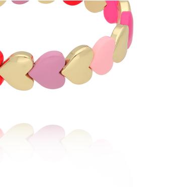 Bransoletka elastyczna z serduszkami w różowo–złota BCR0043