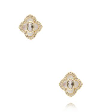 Kolczyki koniczynki z masą perłową KSS2108