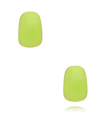 Kolczyki prostokątne emaliowane limonkowe złote KSY0509