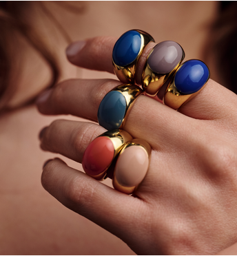 Pierścionek z granatową emalią PSA1220