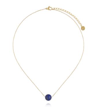 Naszyjnik z lapisem na delikatnym złotym łańcuszku NLB0401