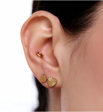 Kolczyki sztyfty złocone – gładkie sercai KSY0562