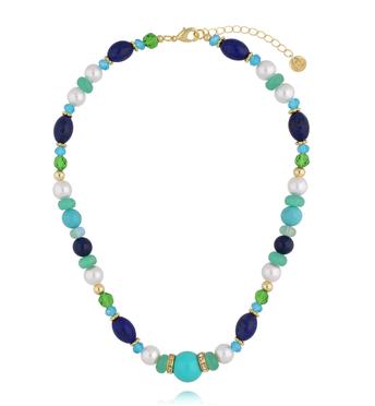 Naszyjnik w odcieniach zieleni i granatu NSC0643