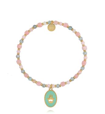 Bransoletka z opalu różowego i apatytu z zawieszką Hamsa BTW3696