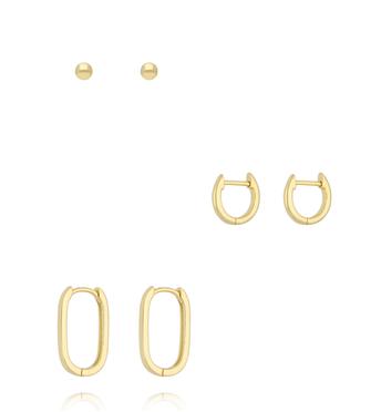 Zestaw kolczyków pozłacanych z kółkami i wkrętkami KLT0041