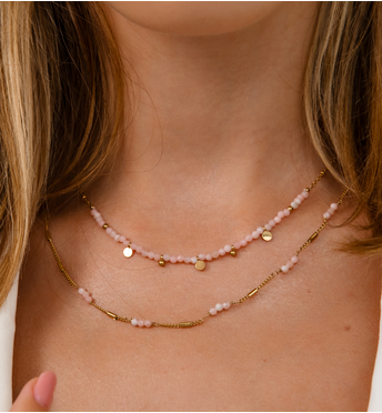 Naszyjnik z kwarcami różowymi Rainforest NPA1295