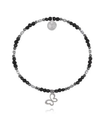 Bransoletka z hematytami i motylkiem BTW3668
